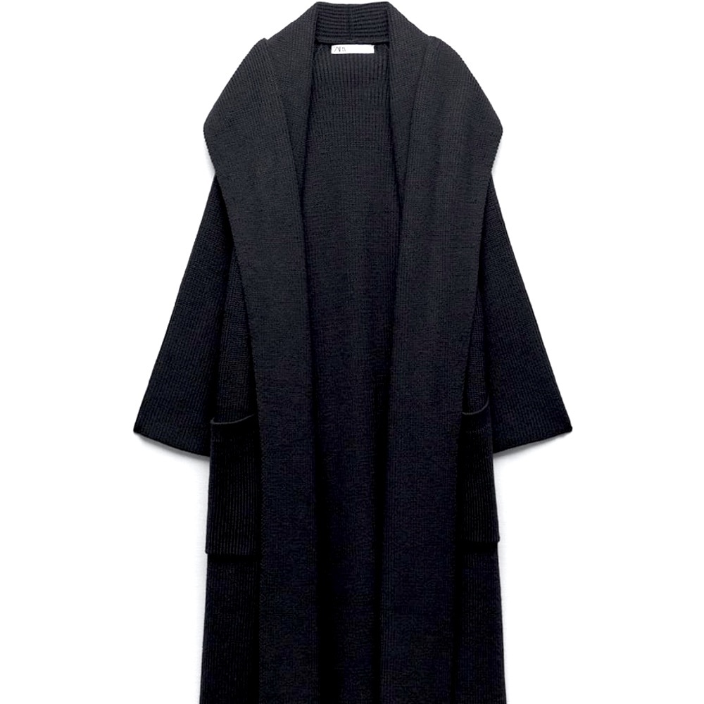 SCARF COLLAR KNIT COAT